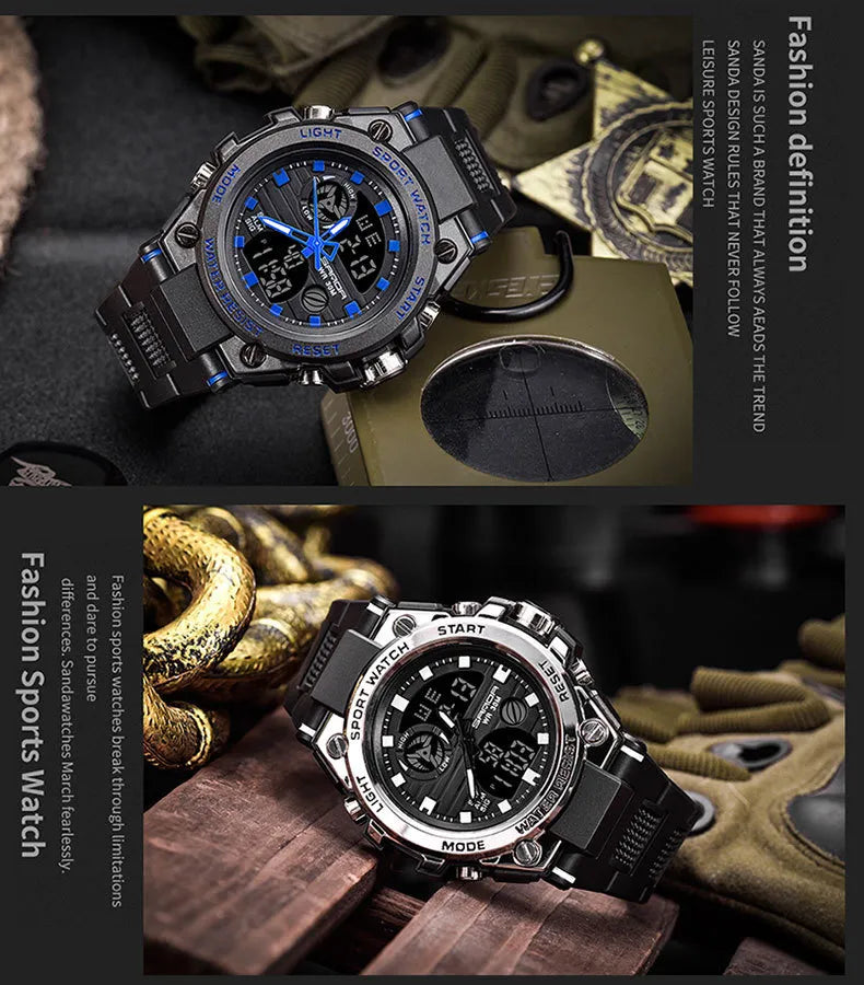 Sports Dual Display Watch – Outdoor, Multi-Kinetic Energy Powered