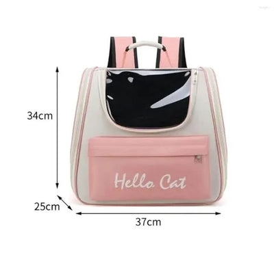 Hello Cat Pet Carrier Backpack – Stylish, Breathable & Comfortable Travel Bag for Cats and Small Pets