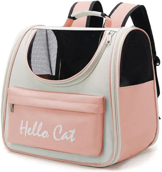 Hello Cat Pet Carrier Backpack – Stylish, Breathable & Comfortable Travel Bag for Cats and Small Pets