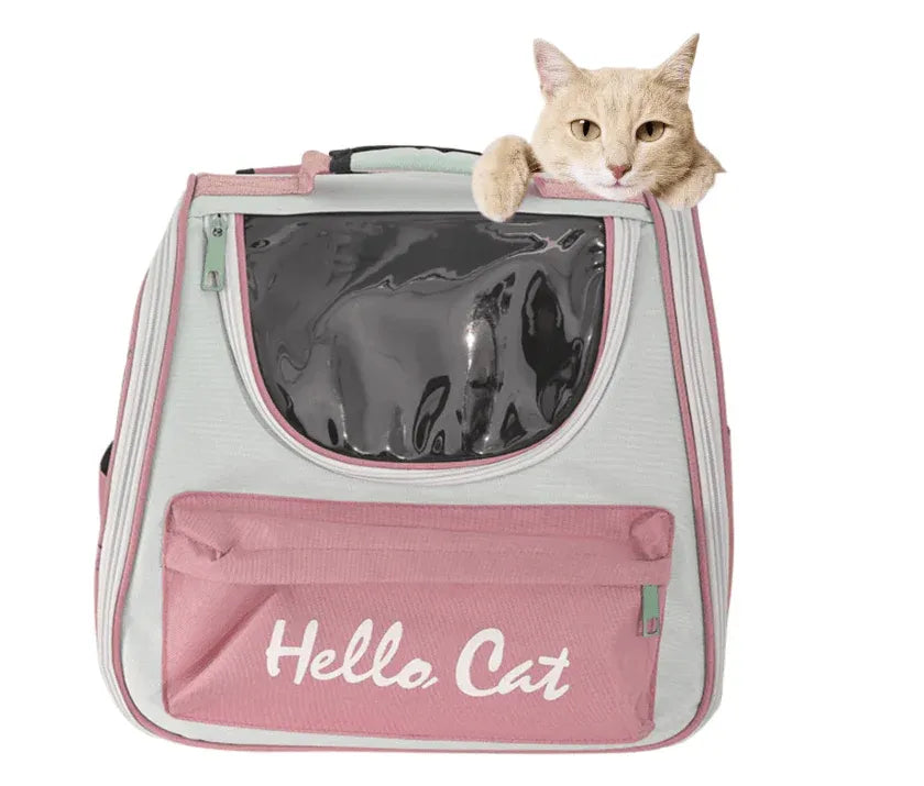 Hello Cat Pet Carrier Backpack – Stylish, Breathable & Comfortable Travel Bag for Cats and Small Pets